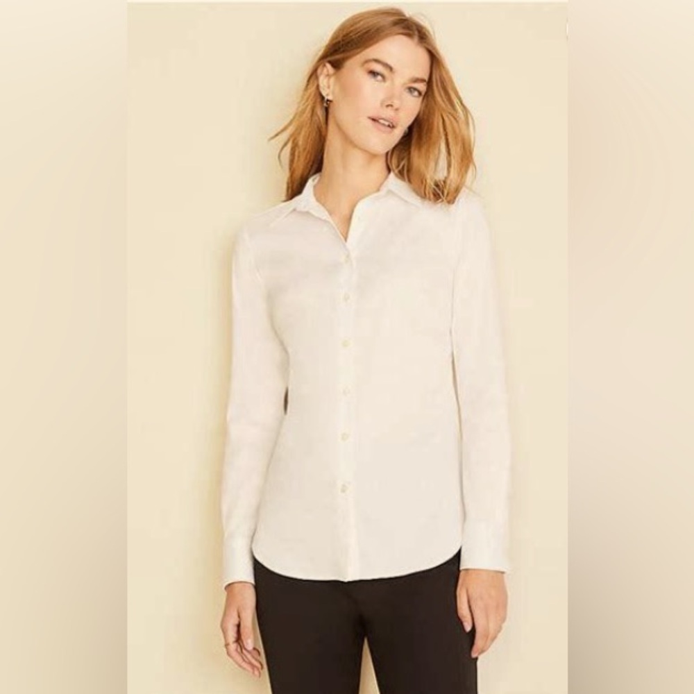 Ann Taylor Perfect Shirt, White, Size 4P